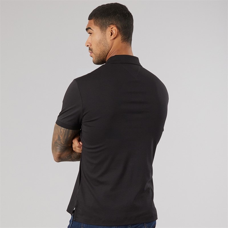 Tommy Hilfiger Mens Interlock Zip Reg Polo Shirt Black - Image 2