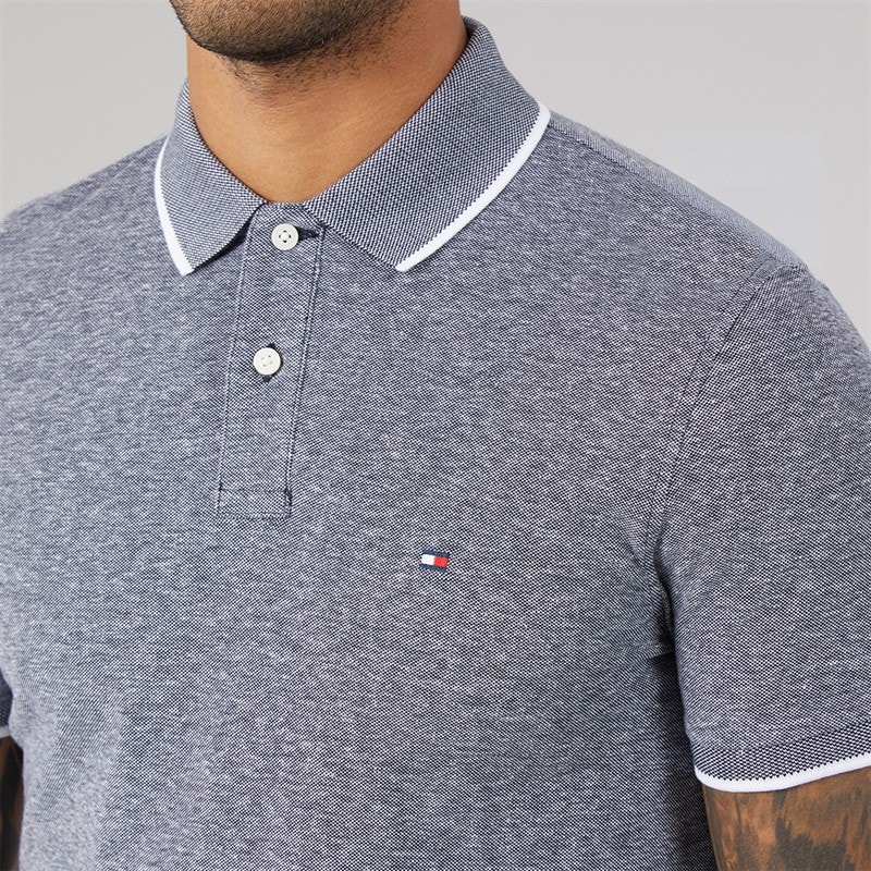 Tommy Hilfiger Mens Cotton Linen Pique Polo Shirt Desert Sky - Image 3