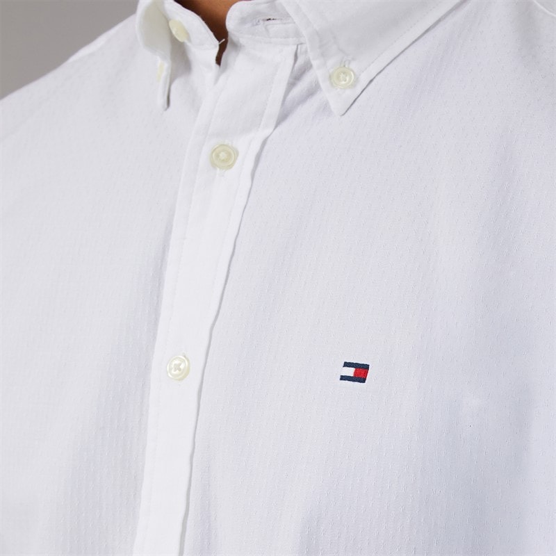 Tommy Hilfiger Mens Flex Dobby Long Sleeve Shirt White - Image 3
