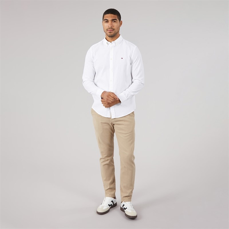 Tommy Hilfiger Mens Flex Dobby Long Sleeve Shirt White - Image 4