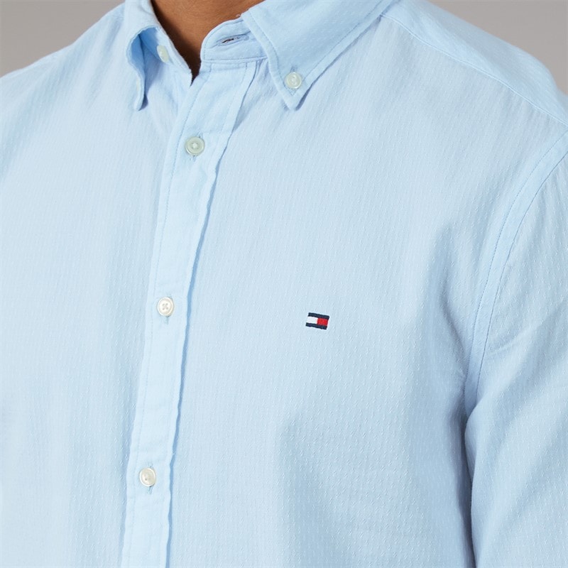 Tommy Hilfiger Mens Flex Dobby Long Sleeve Shirt Sweet Blue - Image 3