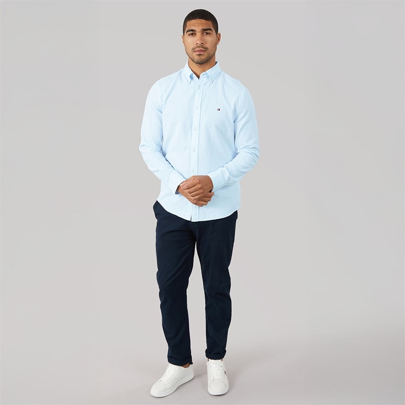Tommy Hilfiger Mens Flex Dobby Long Sleeve Shirt Sweet Blue - Image 4