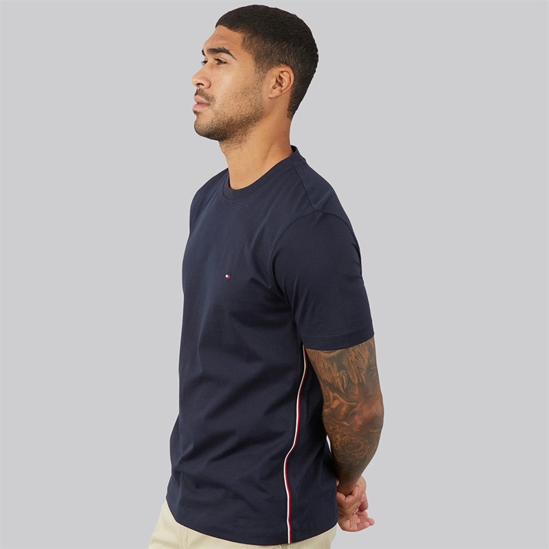 Tommy Hilfiger Mens Global Stripe T-Shirt Desert Sky - Image 3