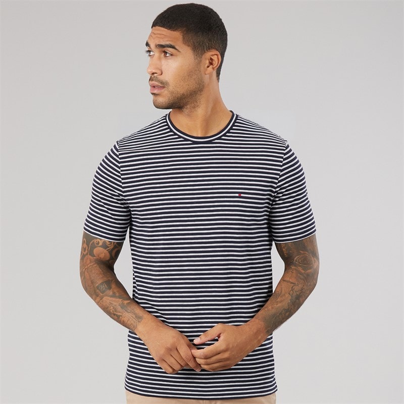 Tommy Hilfiger Mens Essential Seasonal Reg Fit T-Shirt Desert Sky/Ecru Stripe - Image 1