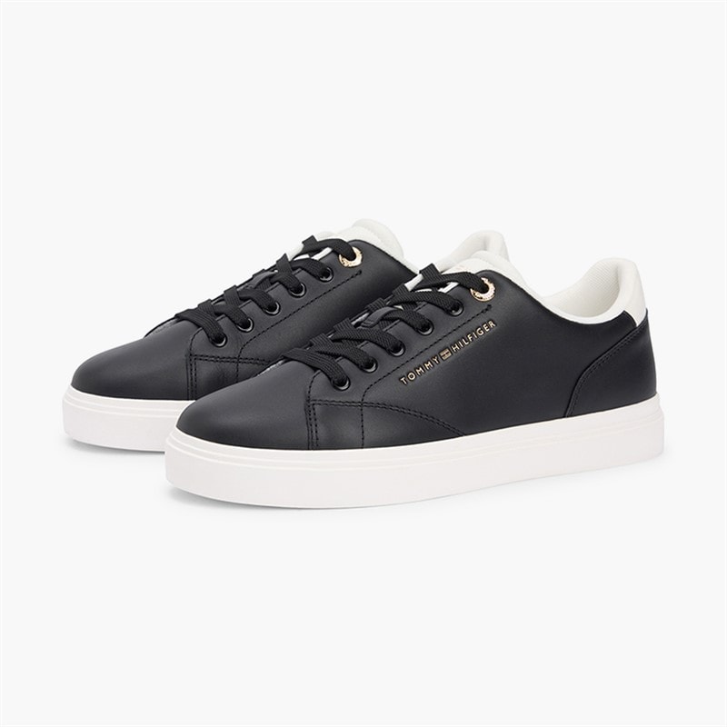 Tommy Hilfiger Womens Feminine Cupsole Trainers Black/Ecru - Image 2