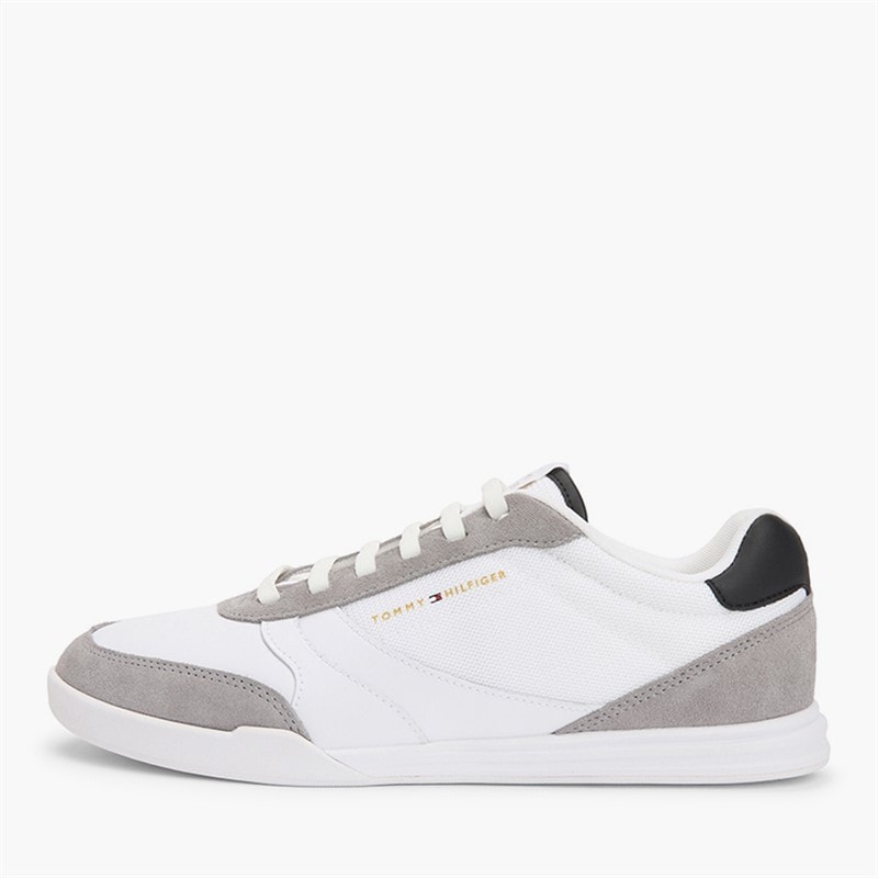 Tommy Hilfiger Mens Low Pro Leather Mix Trainers White