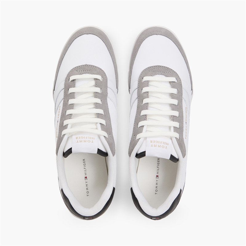 Tommy Hilfiger Mens Low Pro Leather Mix Trainers White - Image 4