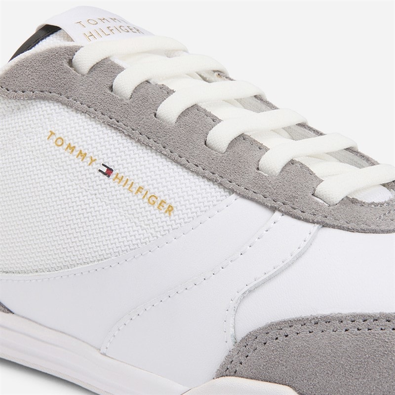 Tommy Hilfiger Mens Low Pro Leather Mix Trainers White - Image 5