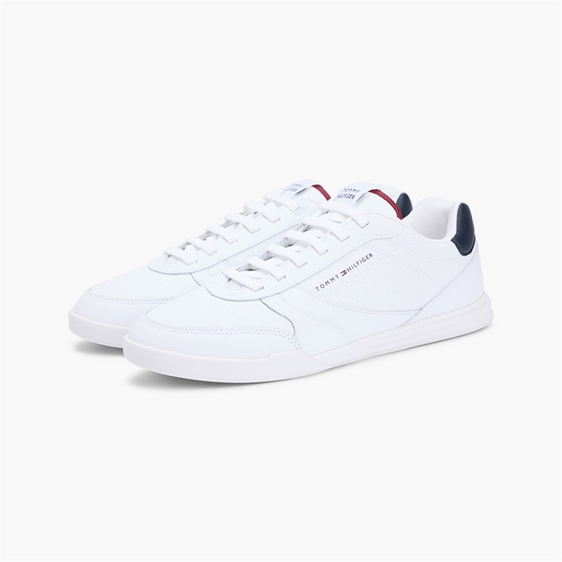 Tommy Hilfiger Mens Low Pro Leather Trainers White - Image 2