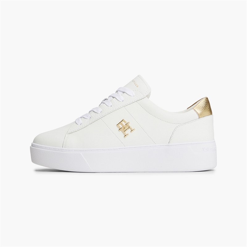 Tommy Hilfiger Womens Platform Court Trainers White - Image 2