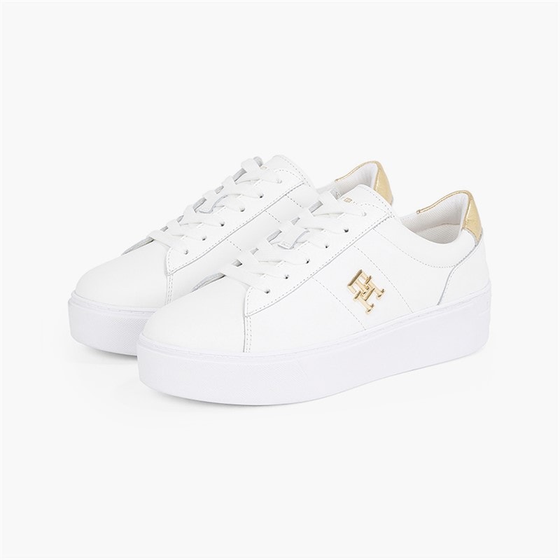 Tommy Hilfiger Womens Platform Court Trainers White - Image 5