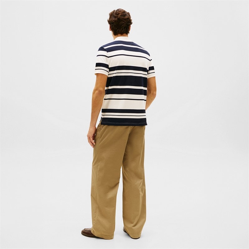 Tommy Hilfiger Mens Pique Multi Stripe Polo Shirt Ivory Petal/Desert Sky - Image 3