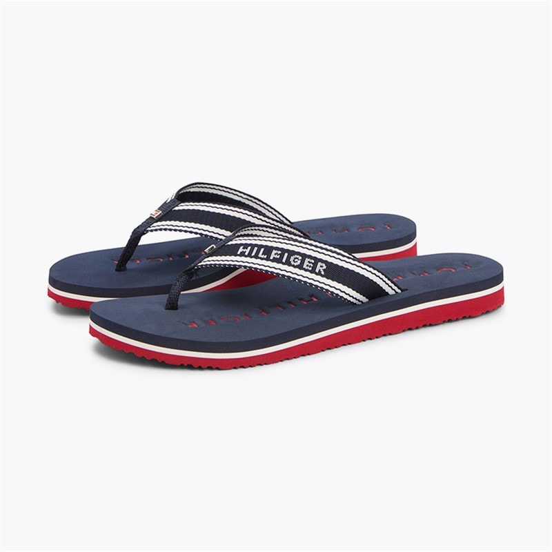 Tommy Hilfiger Mens Womens Webbing Flip Flops Rwb
