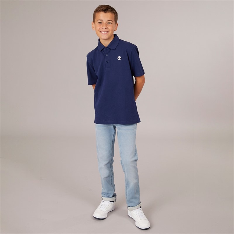 Timberland Boys Polo Shirt Medieval Blue - Image 4
