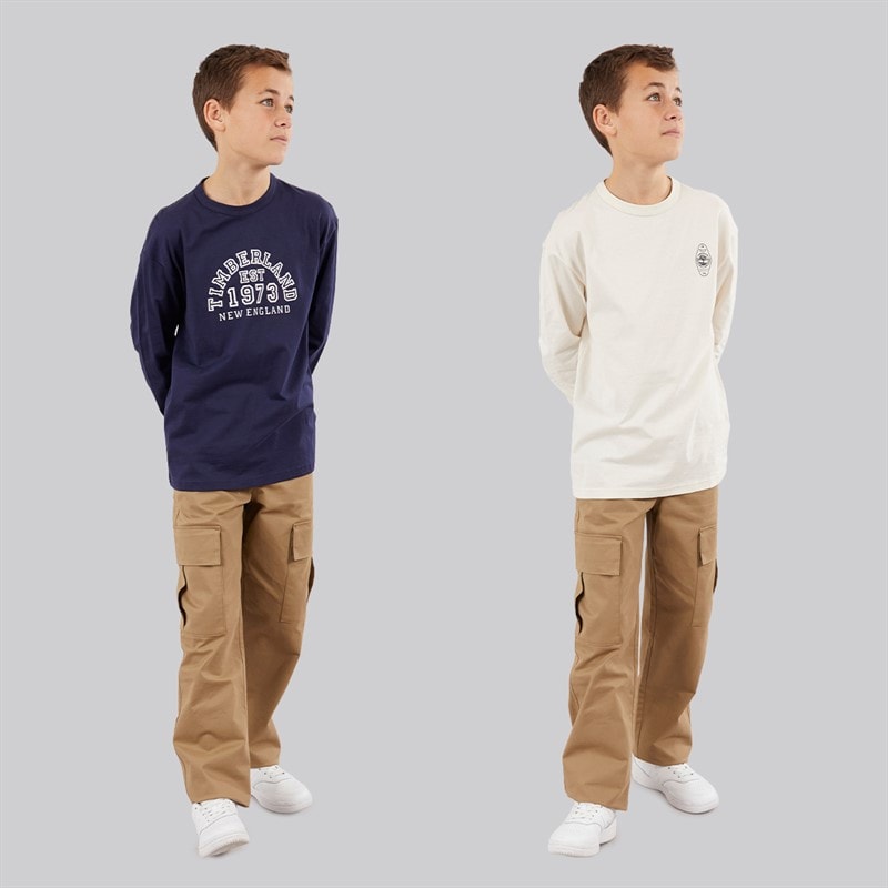 Timberland Boys Two Pack Long Sleeve T-Shirts Navy - Image 3