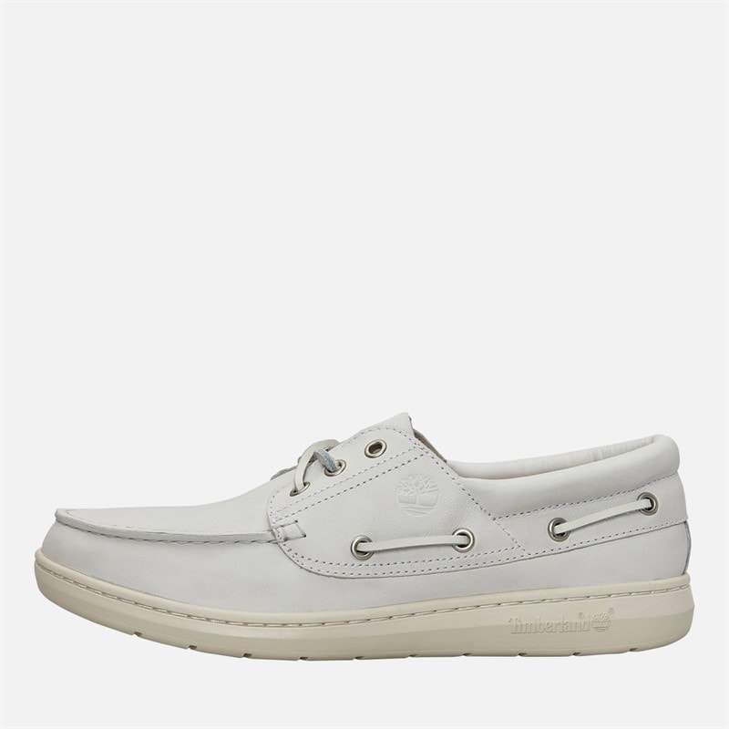 Timberland Mens Portofino Pier Boat Shoes White Full Grain
