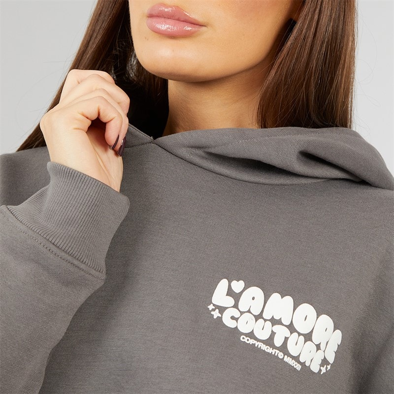 L'amore Couture Womens Lamore Couture Leisure Oversized Hoodie Charcoal - Image 5