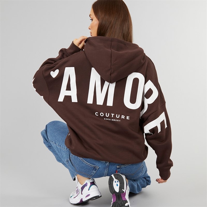 L'amore Couture Womens Ryleigh Hoodie Brown - Image 1