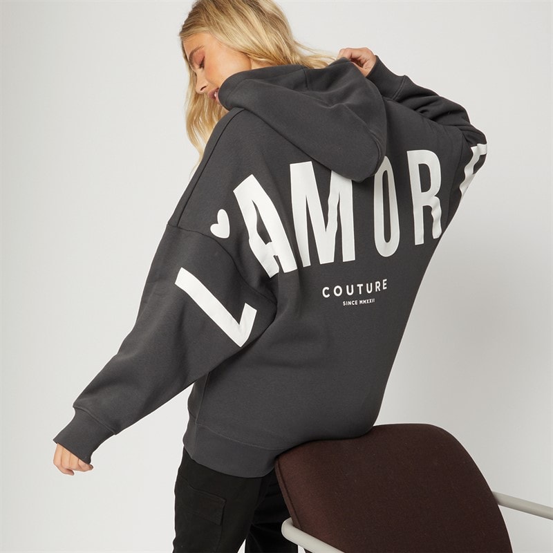 L'amore Couture Womens Ryleigh Hoodie Charcoal - Image 1