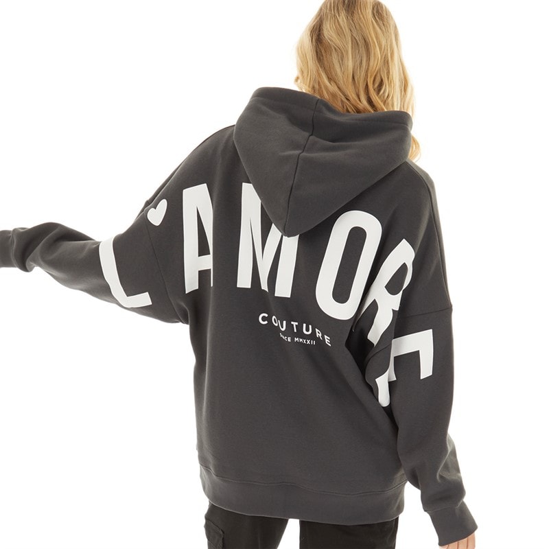 L'amore Couture Womens Ryleigh Hoodie Charcoal - Image 3