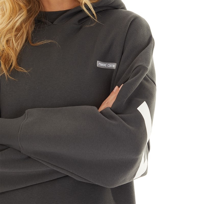 L'amore Couture Womens Ryleigh Hoodie Charcoal - Image 5