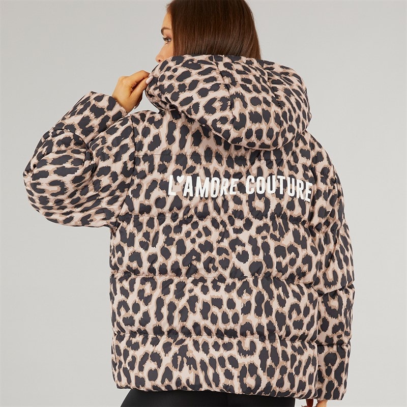 L'amore Couture Womens Nevada Short Puffer Leopard - Image 2