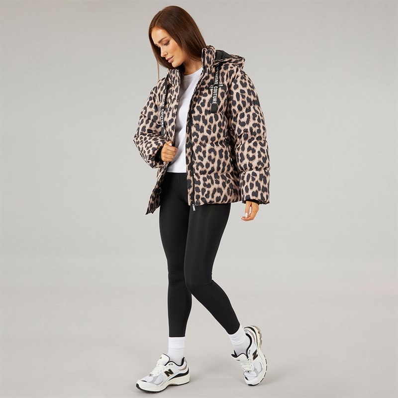 L'amore Couture Womens Nevada Short Puffer Leopard - Image 4