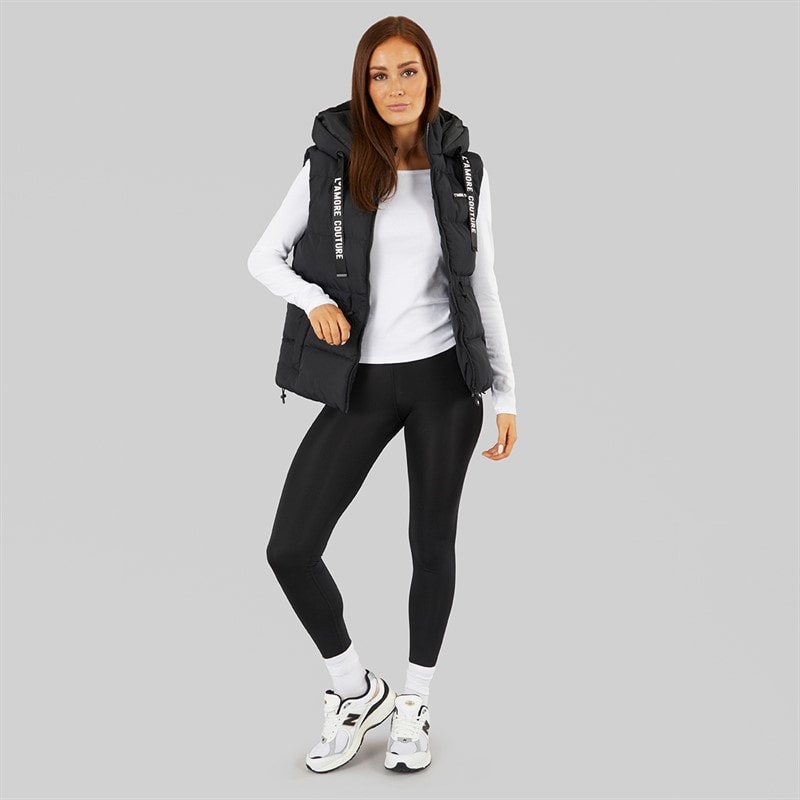 L'amore Couture Womens Cosmic Short Gilet Black - Image 4