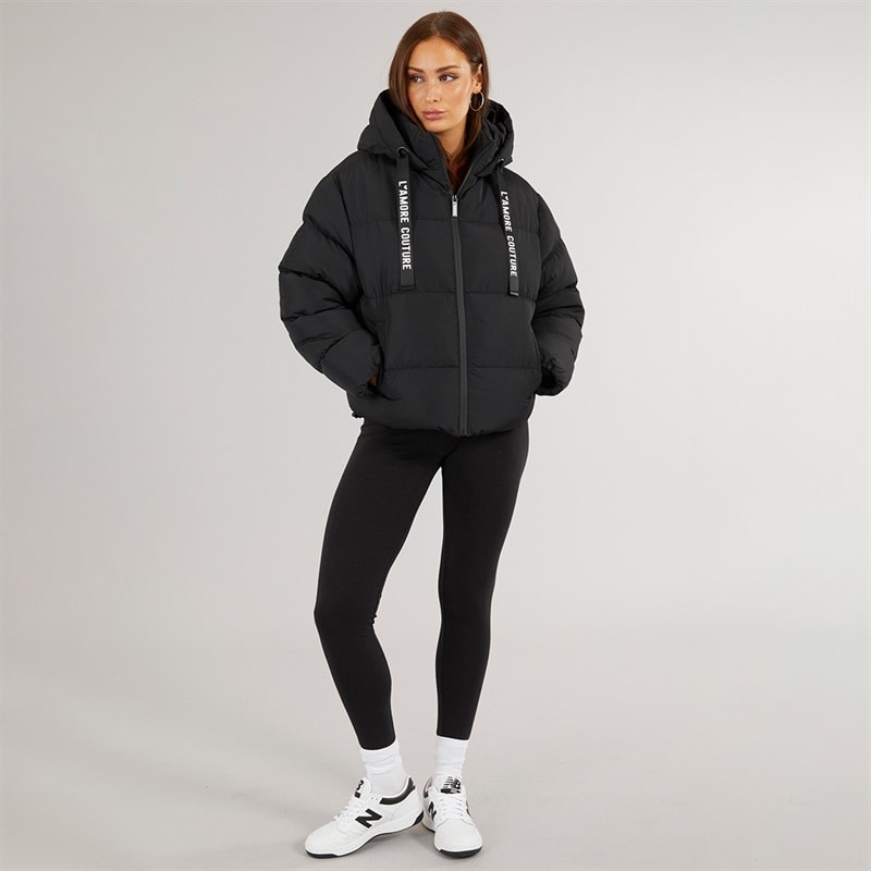 L'amore Couture Womens Rhode Island Short Puffer Black - Image 4