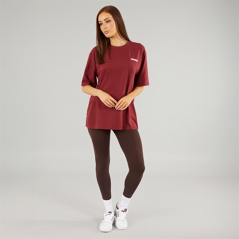 L'amore Couture Womens Norwalk Oversized T-Shirt Burgundy - Image 4