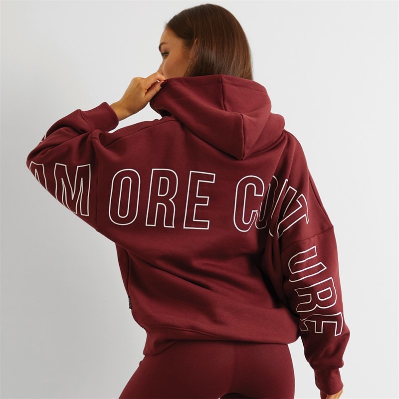 L'amore Couture Womens Norwalk Hoodie Burgundy - Image 2
