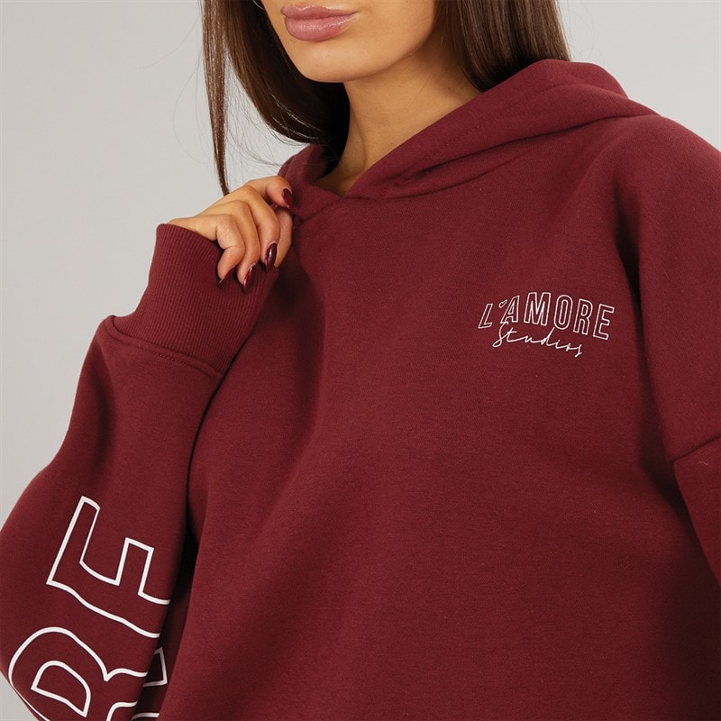 L'amore Couture Womens Norwalk Hoodie Burgundy - Image 3