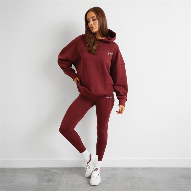 L'amore Couture Womens Norwalk Hoodie Burgundy - Image 4