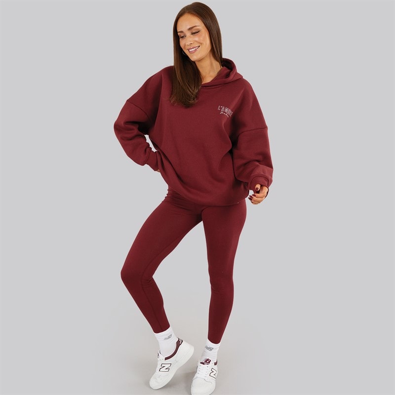 L'amore Couture Womens Norwalk Hoodie Burgundy - Image 5