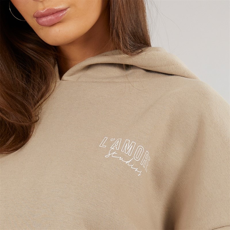 L'amore Couture Womens Norwalk Hoodie Taupe - Image 3