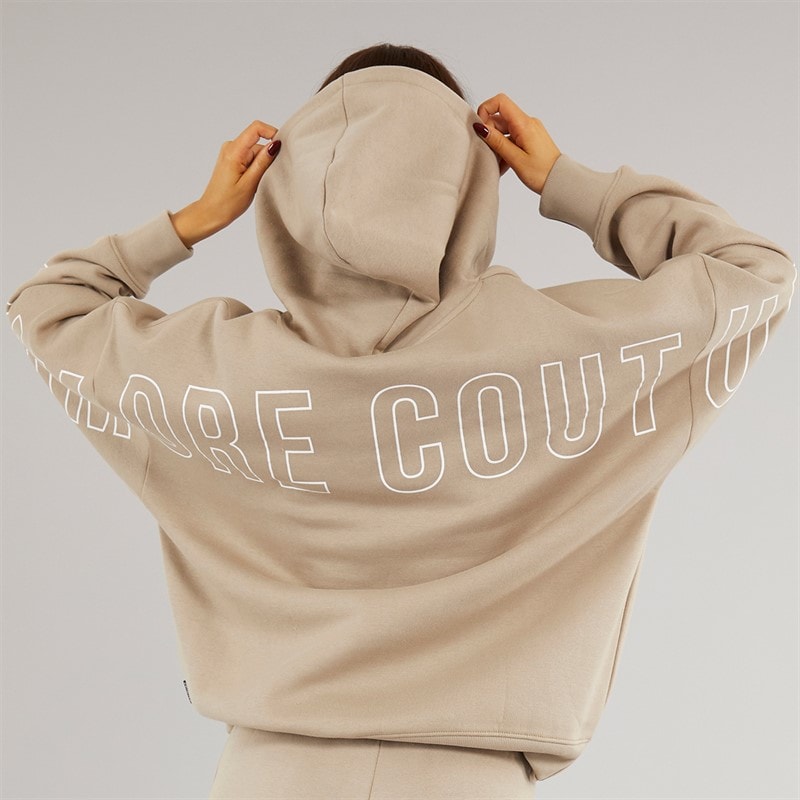 L'amore Couture Womens Norwalk Hoodie Taupe - Image 5