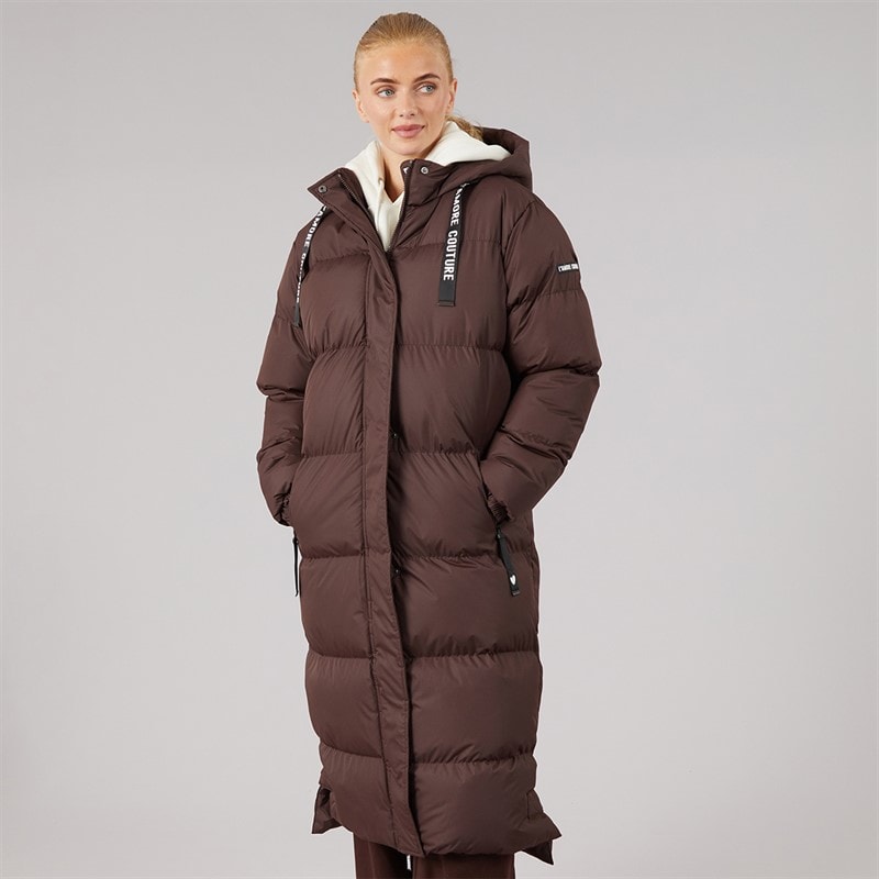 L'amore Couture Womens Bloomingdale Waterproof Long Jacket Chocolate - Image 3