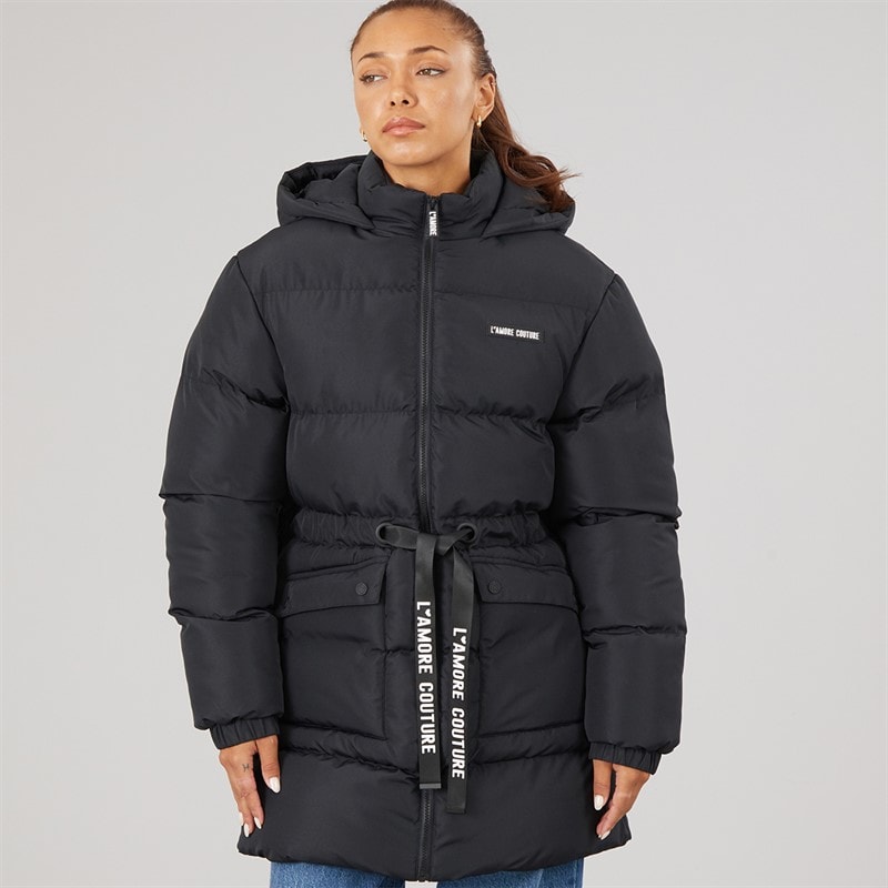 L'amore Couture Womens Liana Short Puffer Jacket Black - Image 3