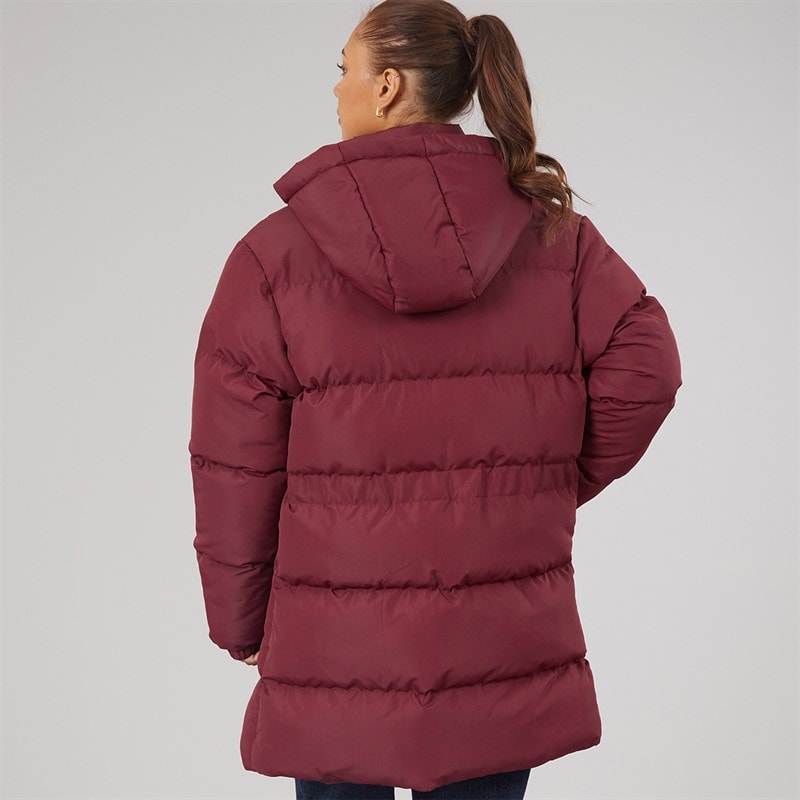 L'amore Couture Womens Liana Short Puffer Coat Wine - Image 2