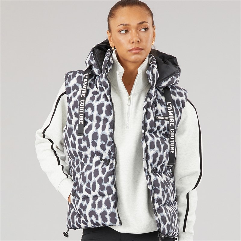 L'amore Couture Womens Starling Short Gilet Leopard