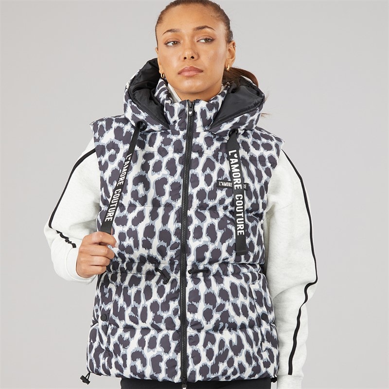 L'amore Couture Womens Starling Short Gilet Leopard - Image 3