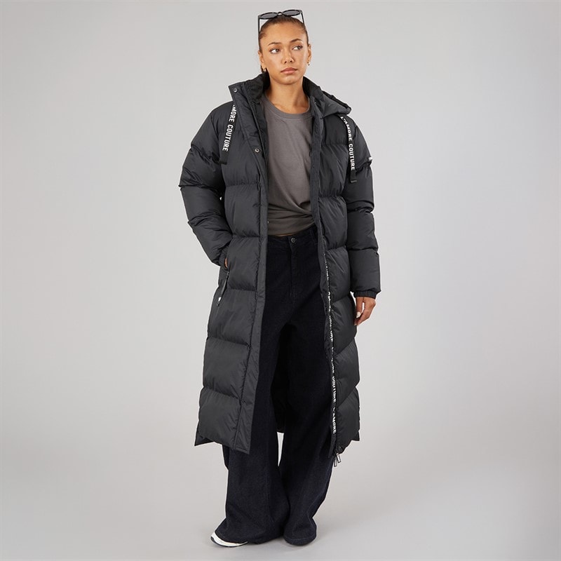 L'amore Couture Womens Bloomingdale Long Puffer Coat Black - Image 4