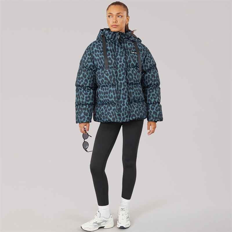 L'amore Couture Womens Bryony Short Puffer Jacket Stone Blue - Image 3