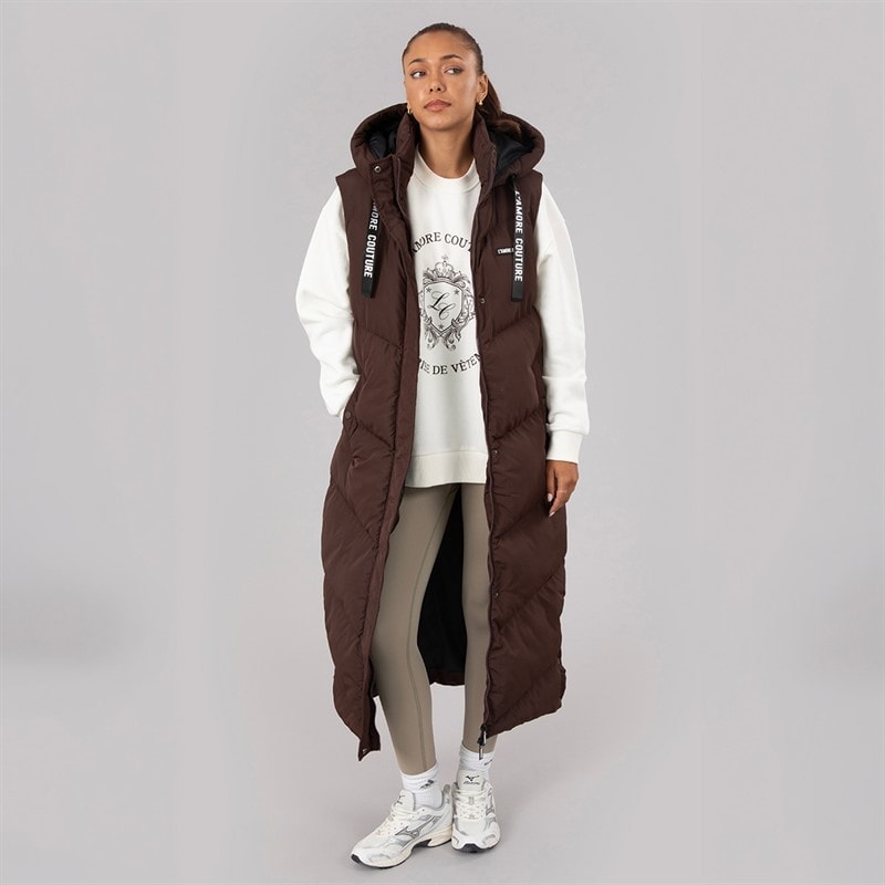 L'amore Couture Womens Harvest Long Gilet Chocolate - Image 4