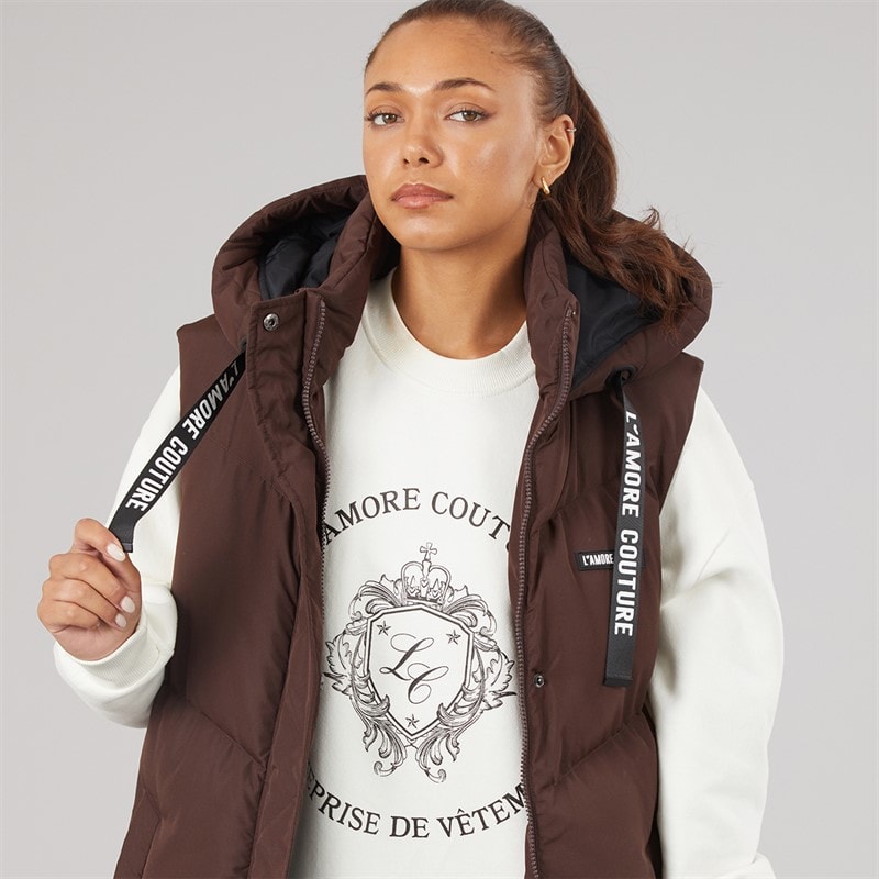 L'amore Couture Womens Harvest Long Gilet Chocolate - Image 5