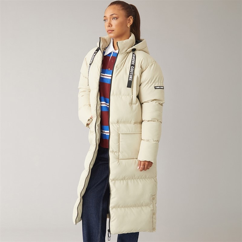 L'amore Couture Womens Kansas Long Puffer Coat Sage