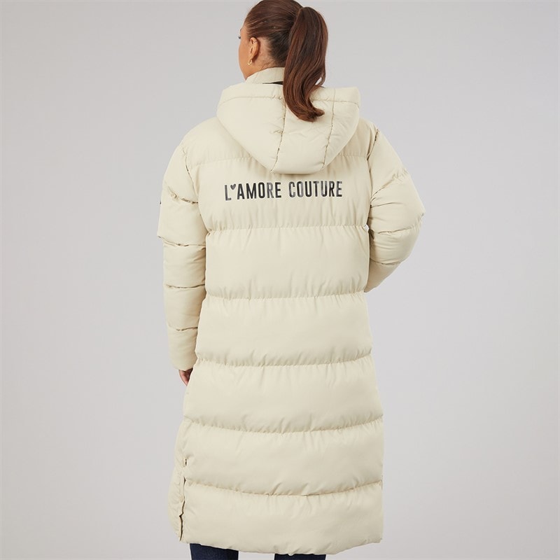 L'amore Couture Womens Kansas Long Puffer Coat Sage - Image 2