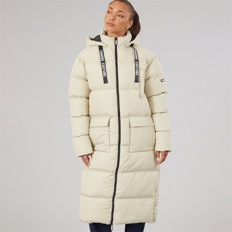 L'amore Couture Womens Kansas Long Puffer Coat Sage - Image 3