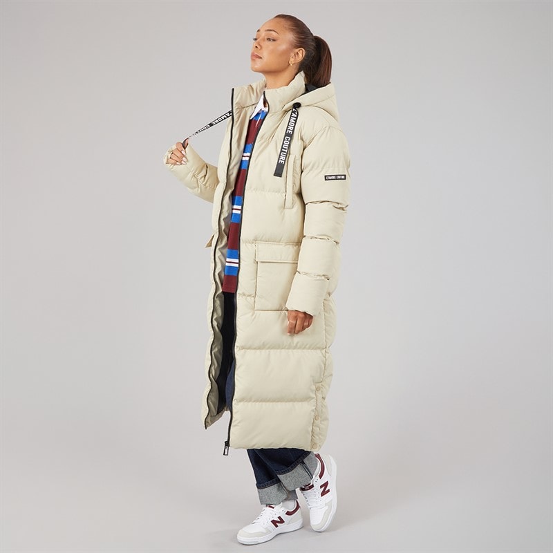 L'amore Couture Womens Kansas Long Puffer Coat Sage - Image 4
