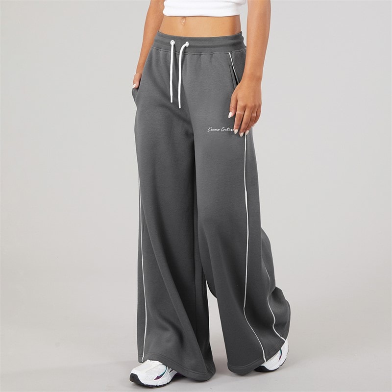 L'amore Couture Womens Lira Wide Leg Joggers Charcoal